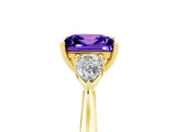 Yellow gold Three-Stone Princess Cut Tanzanite Ring with Pear  Side Stones in Four-Prong Setting_41
