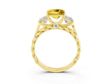 Yellow gold Three-Stone Princess Cut Yellow Sapphire Braided Band Ring with Four-Prong Setting_39