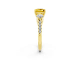 Yellow gold Three-Stone Princess Cut Yellow Sapphire Pavé Band with Four-Prong Setting_26