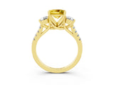 Yellow gold Three-Stone Princess Cut Yellow Sapphire Pavé Band with Four-Prong Setting_27