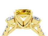 Yellow gold Three-Stone Princess Cut Yellow Sapphire Pavé Band with Four-Prong Setting_28