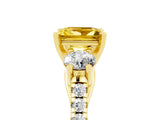 Yellow gold Three-Stone Princess Cut Yellow Sapphire Pavé Band with Four-Prong Setting_29