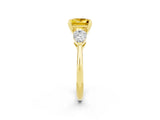 Yellow gold Three-Stone Princess Cut Yellow Sapphire Ring with Pear Side Stones and Four-Prong Setting_26