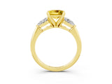 Yellow gold Three-Stone Princess Cut Yellow Sapphire Ring with Pear Side Stones and Four-Prong Setting_27