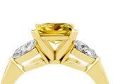 Yellow gold Three-Stone Princess Cut Yellow Sapphire Ring with Pear Side Stones and Four-Prong Setting_28