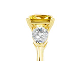 Yellow gold Three-Stone Princess Cut Yellow Sapphire Ring with Pear Side Stones and Four-Prong Setting_29