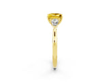 Yellow gold Three-Stone Princess Cut Yellow Sapphire Ring with Pear  Side Stones in Four-Prong Setting_14