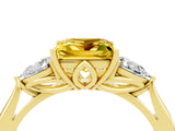 Yellow gold Three-Stone Princess Cut Yellow Sapphire Ring with Pear  Side Stones in Four-Prong Setting_16