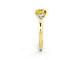 Yellow gold Three-Stone Princess Cut Yellow Sapphire Ring with Pear  Side Stones in Four-Prong Setting_38