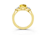 Yellow gold Three-Stone Princess Cut Yellow Sapphire Ring with Pear  Side Stones in Four-Prong Setting_39