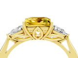 Yellow gold Three-Stone Princess Cut Yellow Sapphire Ring with Pear  Side Stones in Four-Prong Setting_40