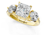Yellow gold Three-Stone Princess Diamond Channel Set Engagement Ring with Prong Setting_16