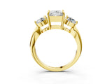 Yellow gold Three-Stone Princess Diamond Channel Set Engagement Ring with Prong Setting_18