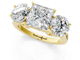 Yellow gold Three-Stone Princess Diamond Engagement Ring with Prong Setting on a Classic Band_4