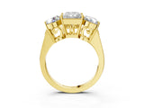 Yellow gold Three-Stone Princess Diamond Engagement Ring with Prong Setting on a Classic Band_6