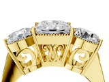 Yellow gold Three-Stone Princess Diamond Engagement Ring with Prong Setting on a Classic Band_7