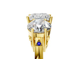 Yellow gold Three-Stone Princess Diamond Engagement Ring with Prong Setting on a Classic Band_8
