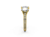 Yellow gold Three-Stone Princess Diamond Milgrain Pave Band with Prong Setting 2