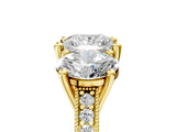 Yellow gold Three-Stone Princess Diamond Milgrain Pave Band with Prong Setting 5