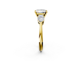Yellow gold Three-Stone Princess Diamond Ring with Pear Side Stones in Four-Prong Setting_51