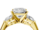 Yellow gold Three-Stone Princess Diamond Ring with Pear Side Stones in Four-Prong Setting_53