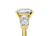 Yellow gold Three-Stone Princess Diamond Ring with Pear Side Stones in Four-Prong Setting_54