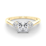 Yellow gold Three-Stone Princess Solitaire Ring with Tapered Band and Four-Prong Setting 1