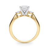 Yellow gold Three-Stone Princess Solitaire Ring with Tapered Band and Four-Prong Setting 2