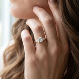 Yellow gold Three-Stone Princess Solitaire Ring with Tapered Band and Four-Prong Setting_6