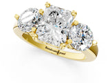 Yellow gold Three-Stone Radiant Brilliant Cut Solitaire Ring with Prong Setting on a Classic Band 1