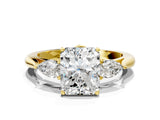 Yellow gold Three-Stone Radiant Cut Brilliant Diamond Solitaire Ring with Tapered Band and Four-Prong Setting_12