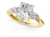 Yellow gold Three-Stone Radiant Cut Brilliant Diamond Solitaire Ring with Tapered Band and Four-Prong Setting_13