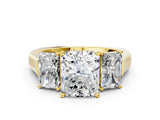 Yellow gold Three-Stone Radiant Cut Brilliant Diamond Trellis Ring with Comfort Fit Band_7