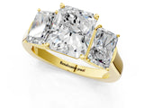 Yellow gold Three-Stone Radiant Cut Brilliant Diamond Trellis Ring with Comfort Fit Band_8