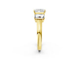 Yellow gold Three-Stone Radiant Cut Brilliant Diamond Trellis Ring with Comfort Fit Band_9