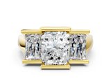 Yellow gold Three Stone Radiant Cut Cut Channel Set Diamond Ring_3