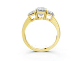 Yellow gold Three-Stone Radiant Cut Cut Diamond Engagement Ring with Flat Band and Four-Prong Setting_11