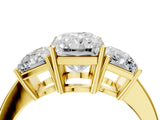 Yellow gold Three-Stone Radiant Cut Cut Diamond Engagement Ring with Flat Band and Four-Prong Setting_12