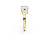 Yellow gold Three-Stone Radiant Cut Cut Diamond Engagement Ring with Flat Band and Four-Prong Setting_22