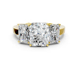 Yellow gold Three-Stone Radiant Cut Cut Diamond Engagement Ring with Flat Band and Four-Prong Setting_8