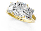 Yellow gold Three-Stone Radiant Cut Cut Diamond Engagement Ring with Flat Band and Four-Prong Setting_9
