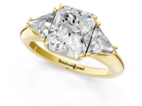 Yellow gold Three-Stone Radiant Cut Cut Diamond Ring with Trillion Side Stones and Four-Prong Setting_4