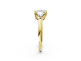 Yellow gold Three-Stone Radiant Cut Cut Diamond Ring with Trillion Side Stones and Four-Prong Setting_5