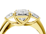 Yellow gold Three-Stone Radiant Cut Cut Diamond Ring with Trillion Side Stones and Four-Prong Setting_7