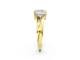 Yellow gold Three-Stone Radiant Cut Cut Diamond Ring with Trillion Side Stones on a Split Shank Band_11