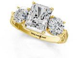 Yellow gold Three-Stone Radiant Cut Cut Milgrain Band Prong Setting Ring_14