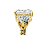 Yellow gold Three-Stone Radiant Cut Cut Milgrain Band Prong Setting Ring_18