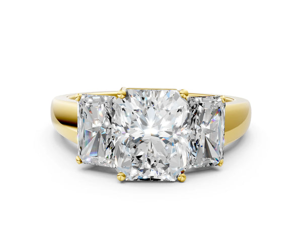 Yellow gold Three-Stone Radiant Cut Cut Solitaire Ring with Classic Prong Setting