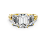 Yellow gold Three-Stone Radiant Cut Diamond Braided Band Ring with Four-Prong Setting_78