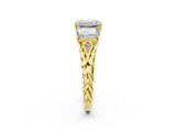 Yellow gold Three-Stone Radiant Cut Diamond Braided Band Ring with Four-Prong Setting_80